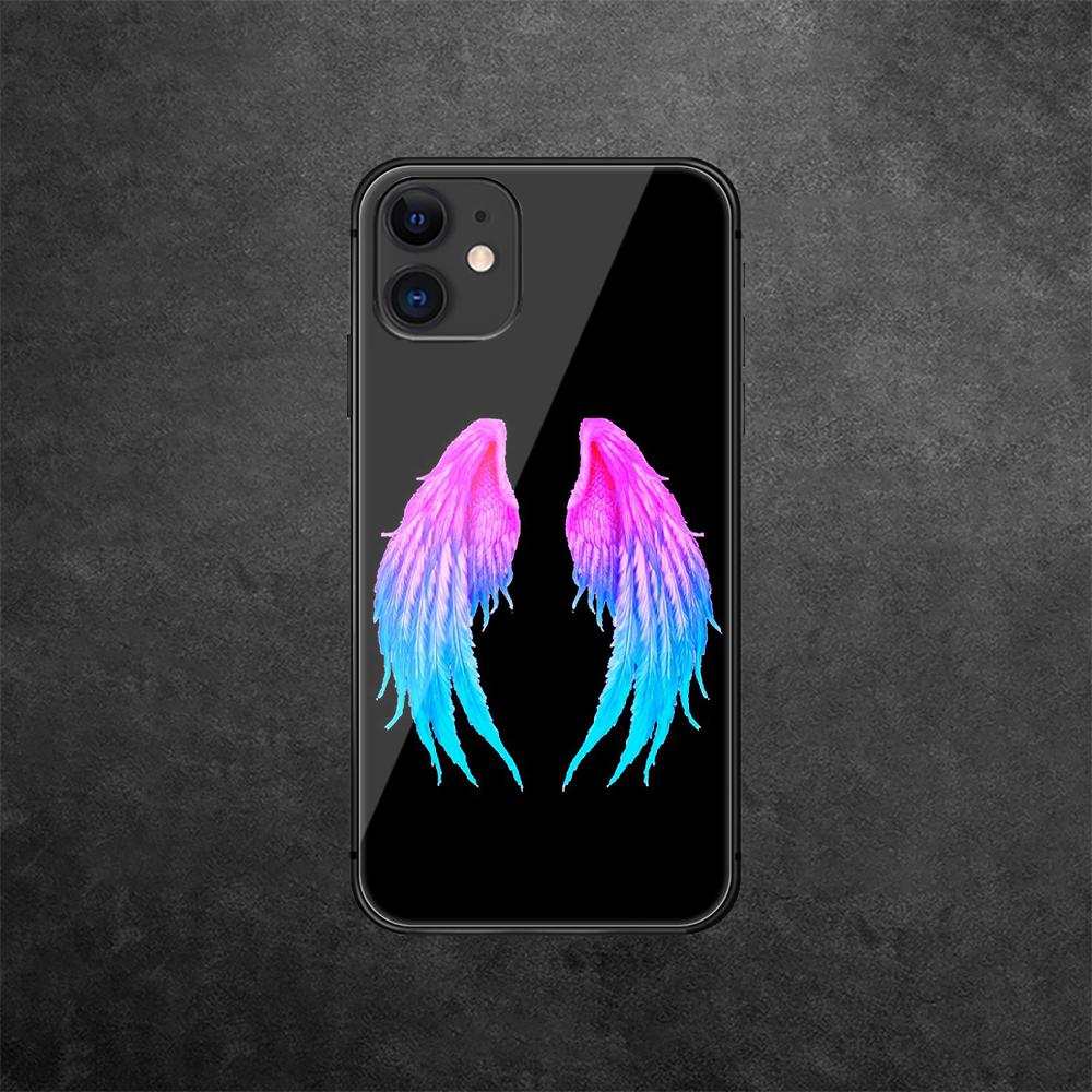 Wings Art Tempered Glass Phone Case For iPhone Samsung Galaxy Redmi Xiaomi Note S A 16 15 14 13 12 11 20 21 22 23 53 54 Pro Plus Ultra Silicone Cover