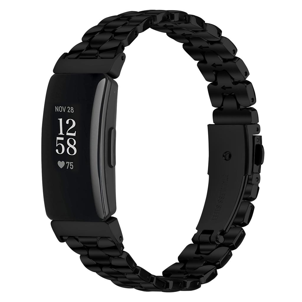 Watch Band for Fitbit Inspire HR/Inspire 2/Inspire Pearl-Shape Stainless Steel Black Wrist Strap