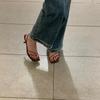 2025 Neue Echtleder Retro Eckige Zehen Pantoletten Mode Hoher Absatz Hausschuhe Damen Damen Sandalen