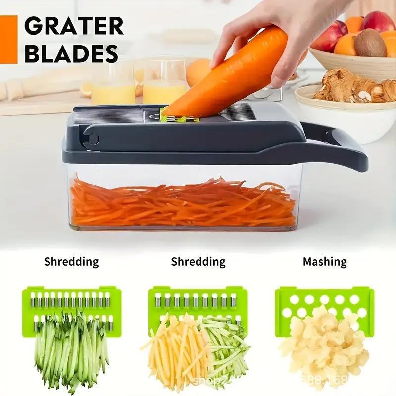 14 In 1  Multi-functional Vegetable Cutter for Home Kitchen Portable and Easy-to-clean Shredder Grater Cut Into Chunks and Cubes Grater