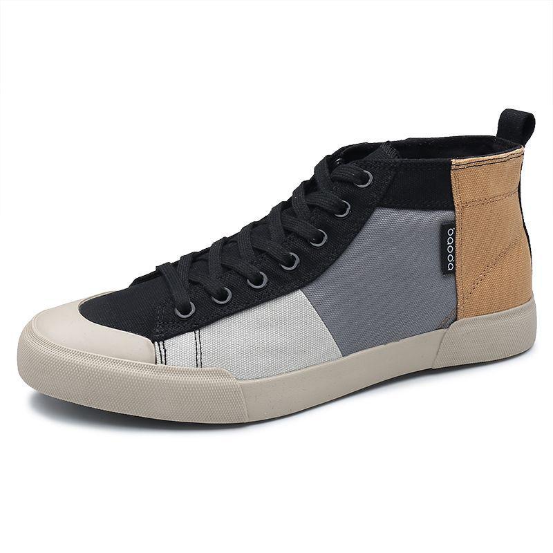 Men's Trendy Retro Korean Style High-Top Canvas Shoes – Versatile, Breathable, Lace-Up
