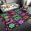Christmas Neon Pattern Carpet with Trees, Stars, Candy Canes, Snowflakes Suitable for use as an anti-slip for living room bedroom sofas