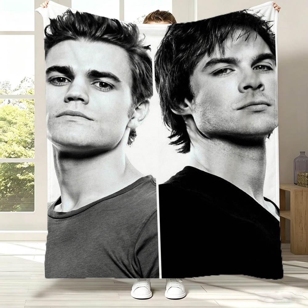 V-Vampire D-Diaries Damon Salvatore TV Coperta di Flanella Morbida Coperta da Lancio Arte Per Arredamento Casa Camera da Letto Letto Divano Picnic Regali per Fan