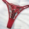 Red embroidered lace erotic underwear set, European and American gathering perspective bra thong two-piece set, spot.