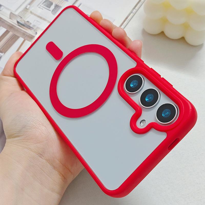 Cross-Border Samsung S25 Ultra Silver Shield Transparent Magnetic Drop-proof Phone Case S24 Plus