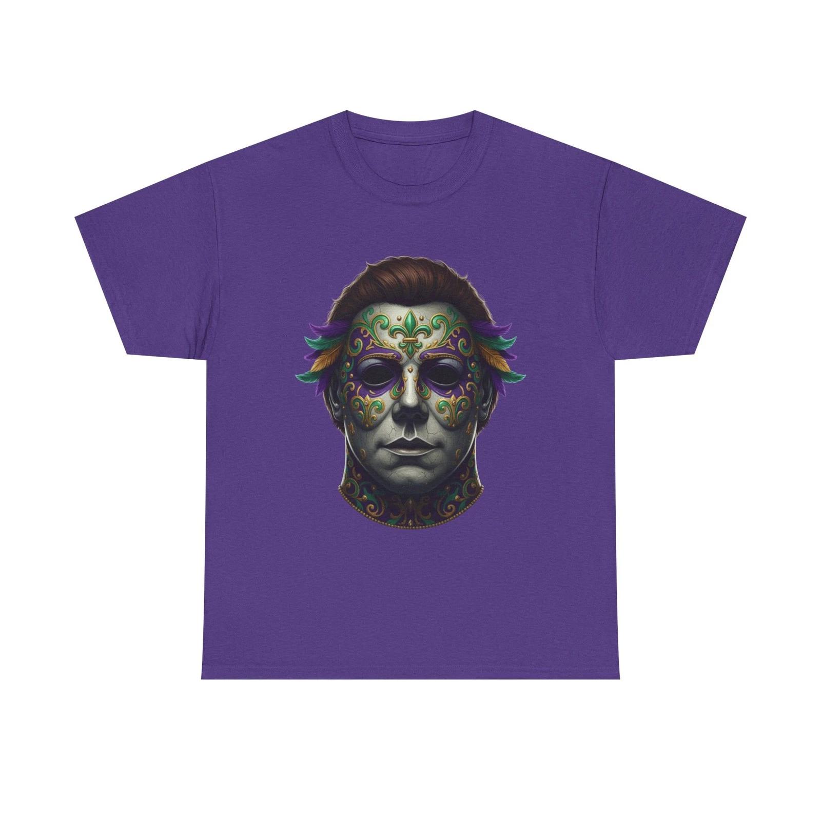 Mardi Gras Michael Myers T-Shirt | Halloween Horror Mask Tee S