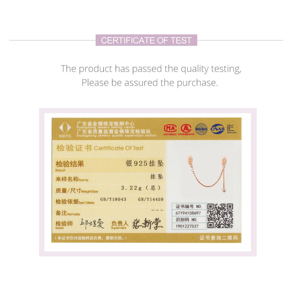 Pandantiv cu dop de brelocuri cu lanț de siguranță cu inimă de dragoste din argint 925 BAMOER