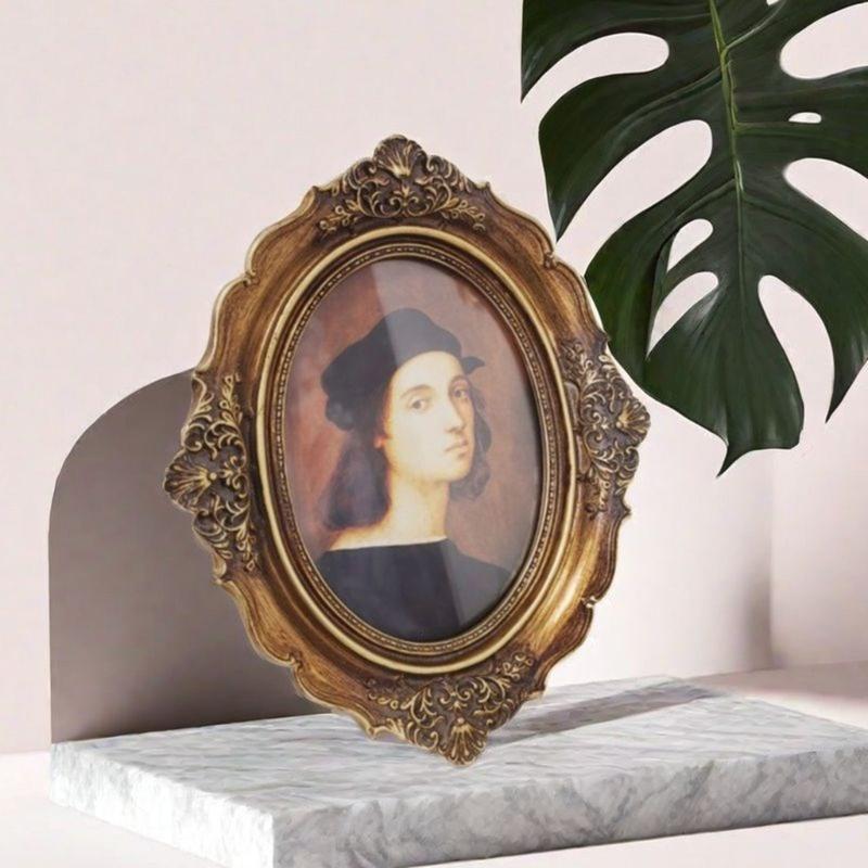 Cornice Rettangolare Antica e Riccamente Decorata per Tavolo o Parete, Cornice per Foto Retrò, Cornice Decorativa per Arredamento Casa