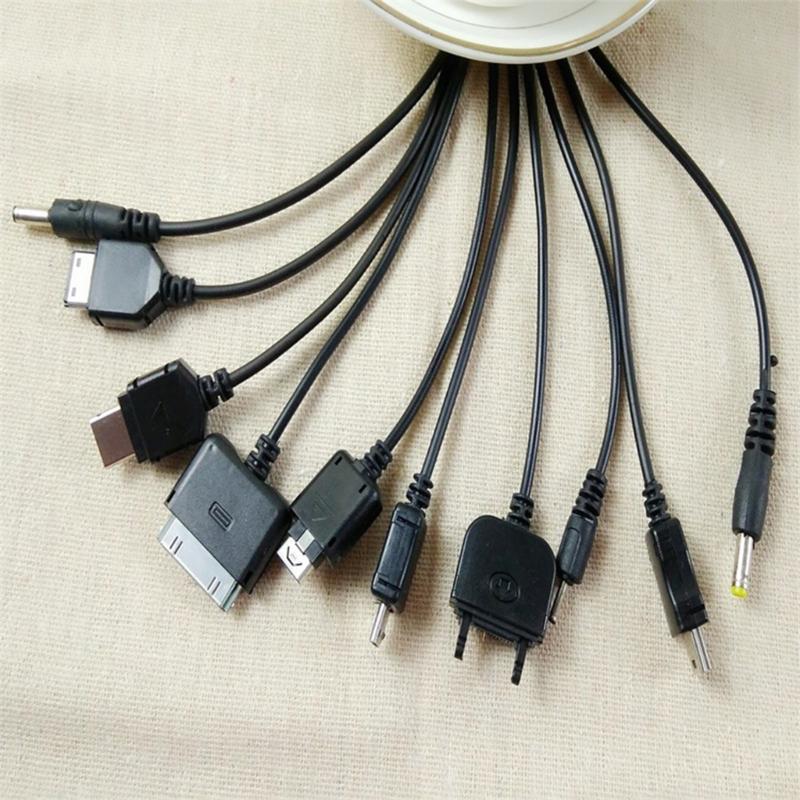 10 in 1 Universally USB Charging Cable Fast Charging Multiple Port Data Cord for Phones Tablets Speakers 23cm Compactly