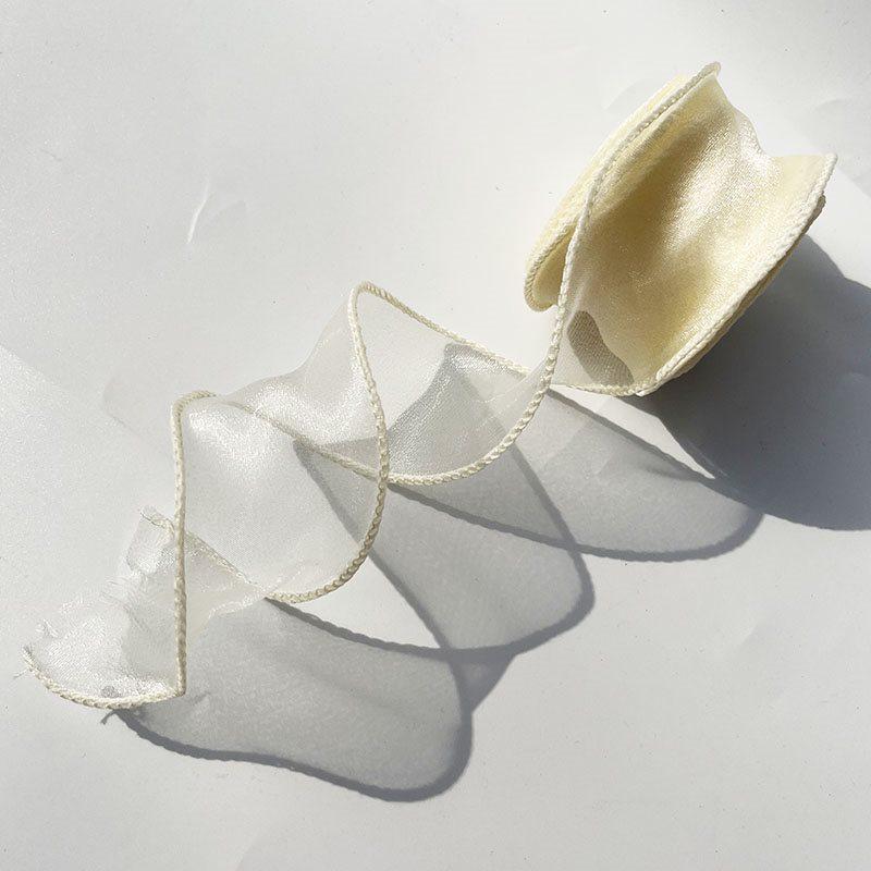 Iridescent Pearl Wave Silk Ribbon: Fishtail Yarn for Floral Arrangements & Decorations