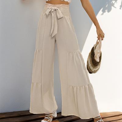 Summer Women's Pant Casual Elasticated Pants High Waisted Flared Pants