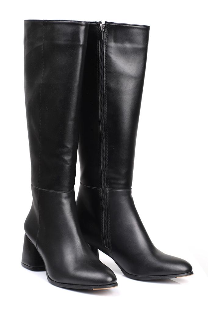 Women Modern Stylish Fashion Boots Boots Faux Leather Oval Toe Side Zipper High Heel Boots