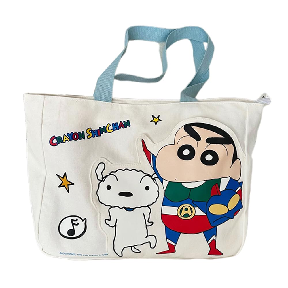 AuduE Lila Crayon Shin-chan Tragetasche, Canvas-Tragetasche für Damen, Tasche mit großem Fassungsvermögen, Umhängetasche, Damentasche, Handtasche, Tragetasche, Tragetasche,