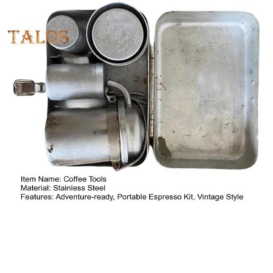 Vintage Espresso Coffee Kit Portable Camping Coffee Kit Nostalgia Mini Travel Espresso Maker Set for Coffee Lovers Outdoor Use