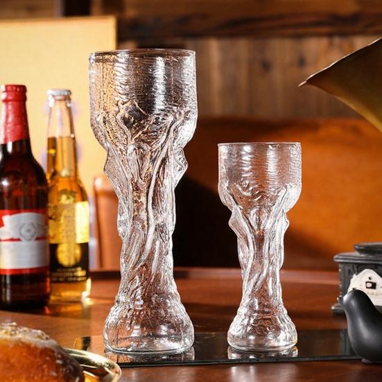 2Pcs Soccer Beer Glass, Large Capacity, Trophy Shaped Pint Mug, Classic Replica Beer Stein for Pub Home Bar Party, Sports Fan Gift