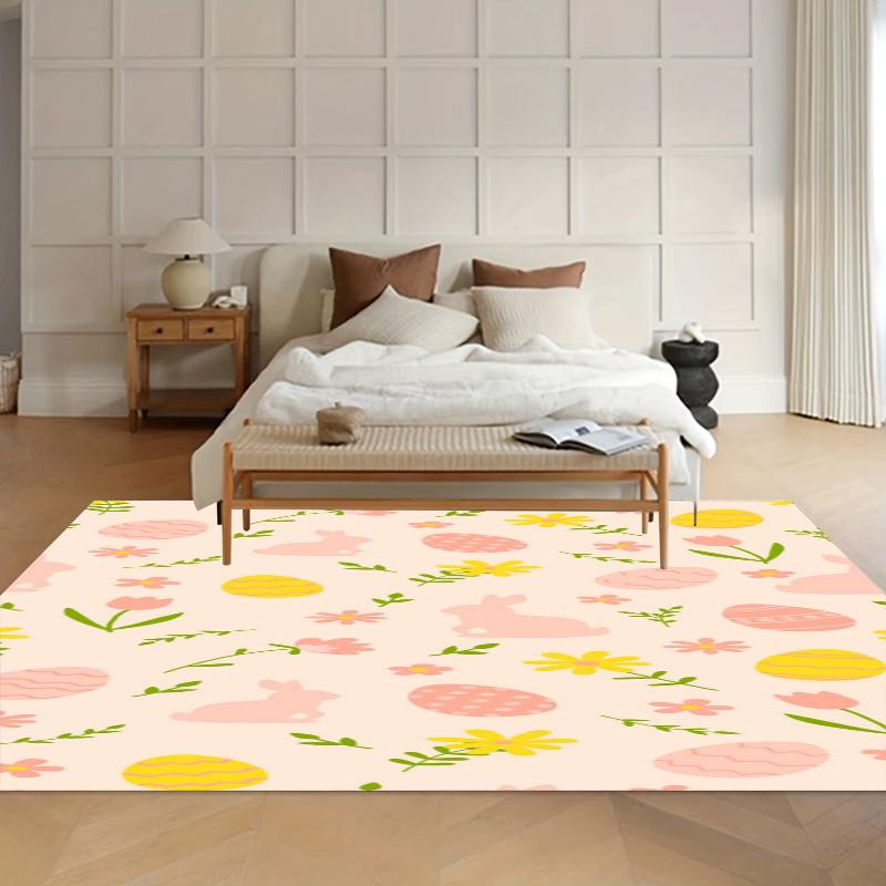 Warm Colors Rug Happy Easter Eggs Carpet Bedroom Decor Home Gift Alfombra Soft Carpets for Living Room Carton Rugs for Bedroom