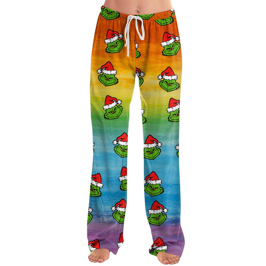 Damen Pyjamahose Nachtwäsche Lässige Hose mit Kordelzug und elastischer Taille Bequeme gerade lockere Yogahose