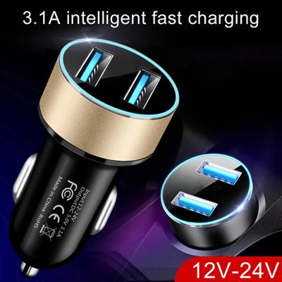 Carregador de carro portátil fácil de usar liga de alumínio 3.1A 2 USB