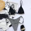 Bikini Set Bandage Lesklá dvoudílná sada plavek pro ženy Sexy špagetová ramínka
