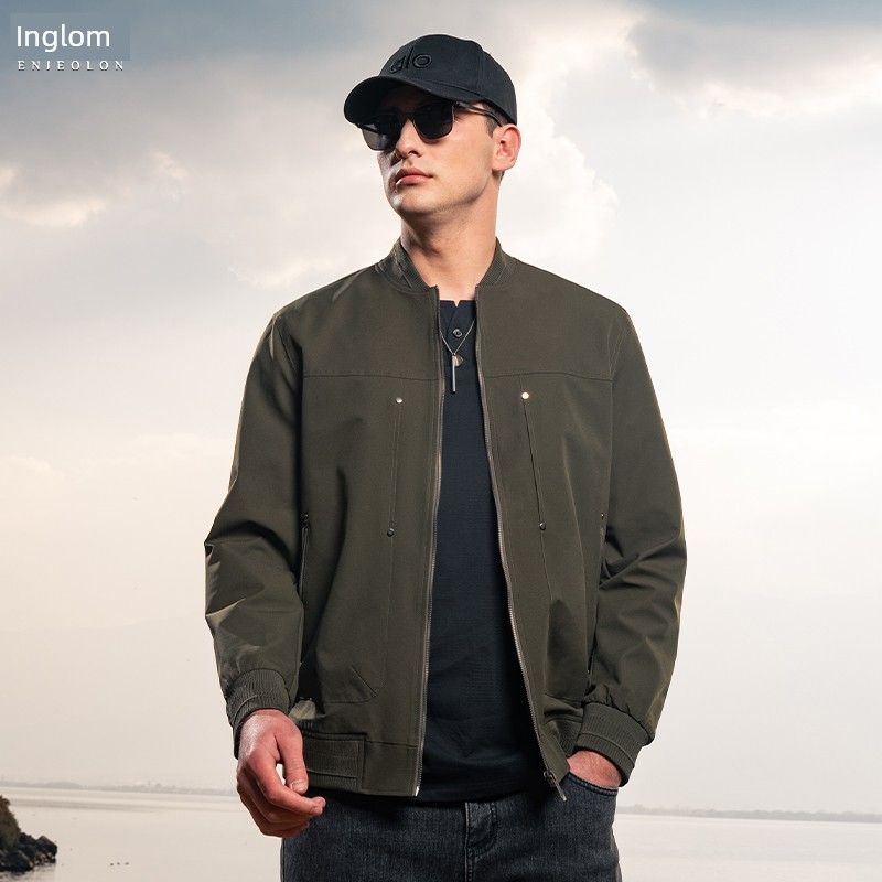 

Yingjuelun 2025 Autumn/Winter New Casual Jacket Baseball Collar Business Stand Collar Flight Jacket Men s Windproof Top Army Green M