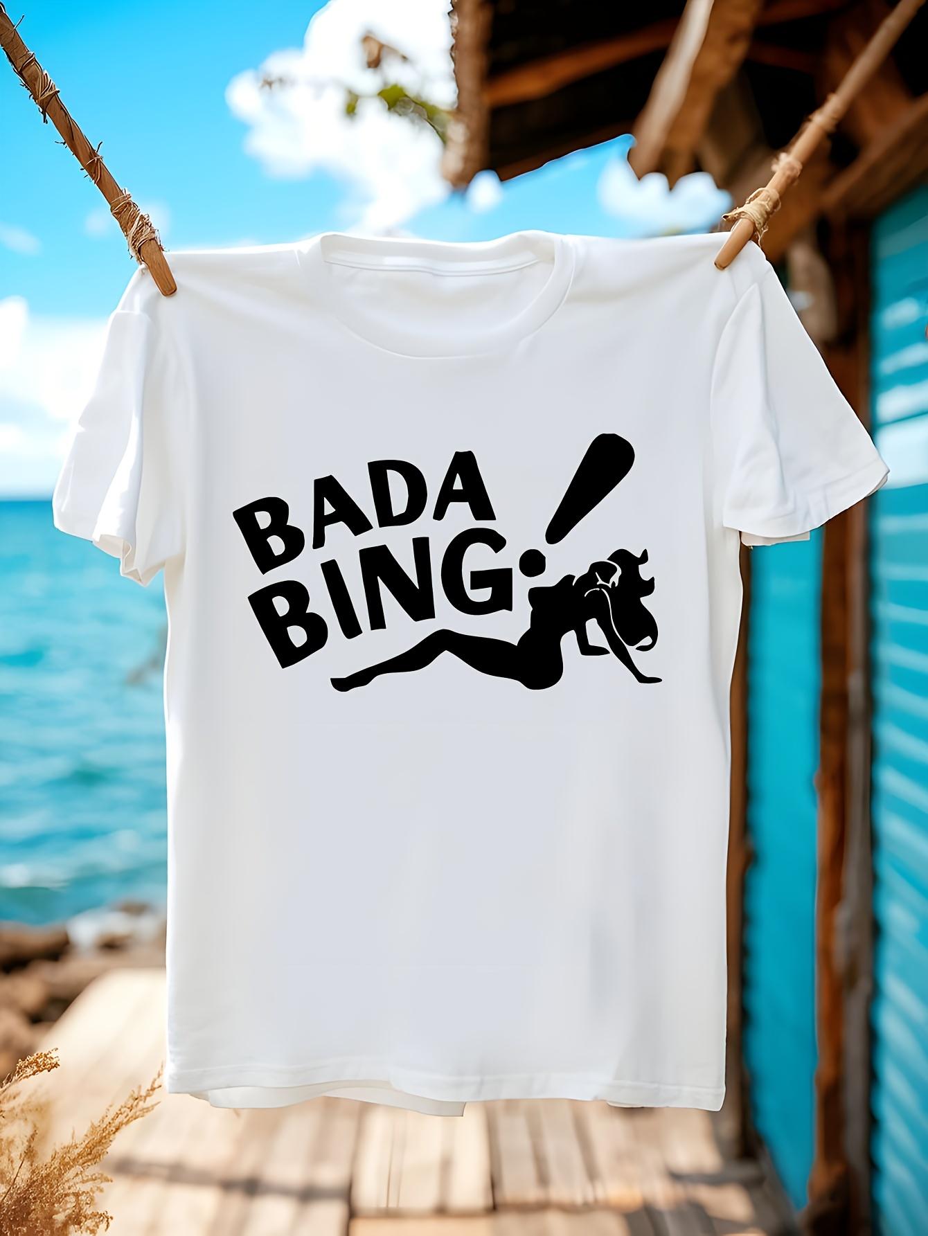 White Crew Neck Tshirt - Bold Bada Bing Graphic Tee XXL