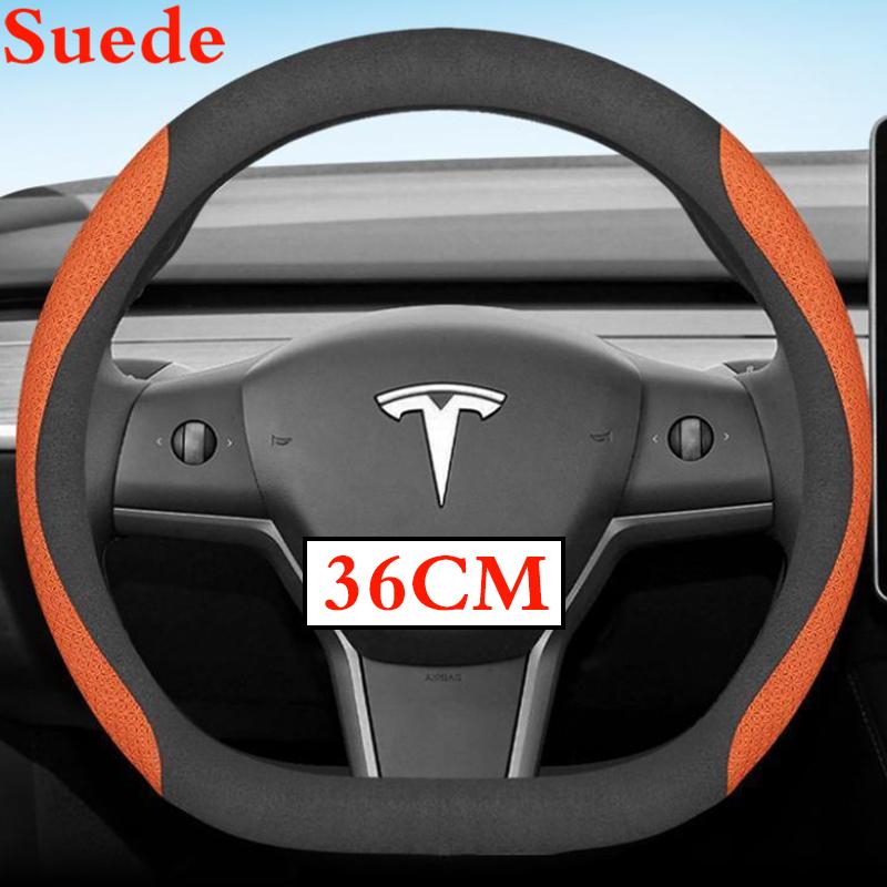 36-38 CM Potah volantu z semišové kůže pro Tesla Model 3 Y S X 2024 2025 2026 Příslušenství