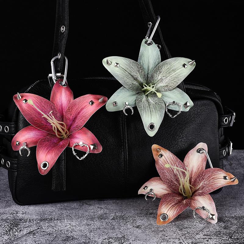 Creative Lily Simulation Flower Keychain Pendant Backpack Decoration Accessories Gifts