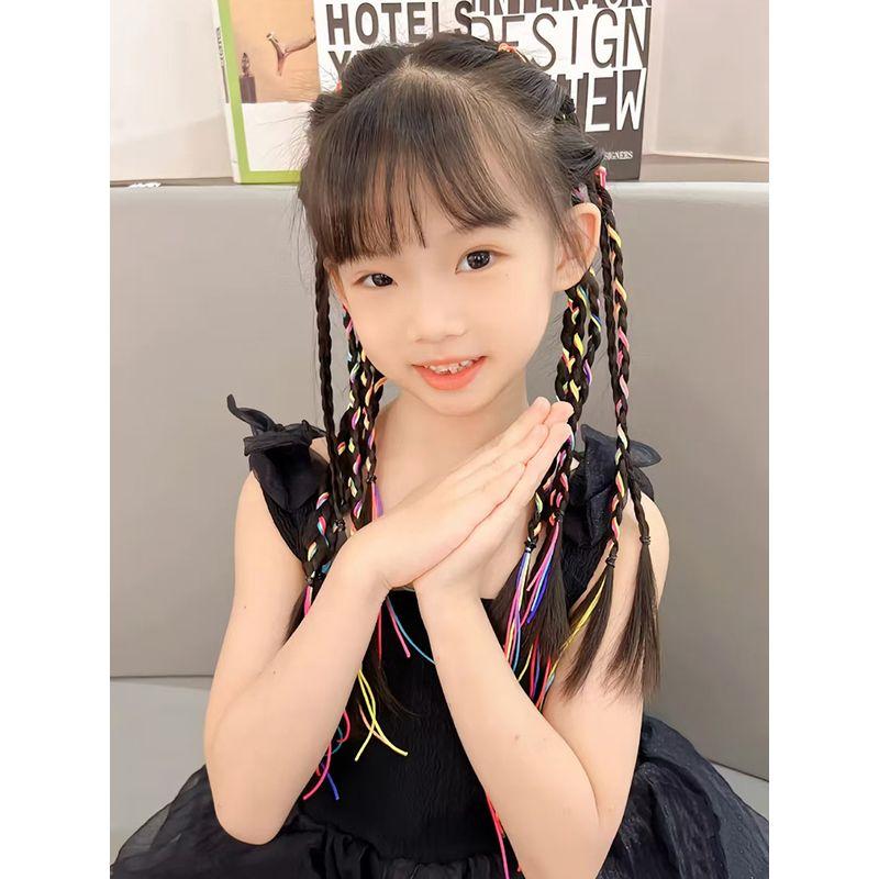 Dopamine Color Kids Dirty Braid Stage Performance Gradient Color Wig Small Braid High-Temperature Fiber Fiber Hair Tibetan Braid