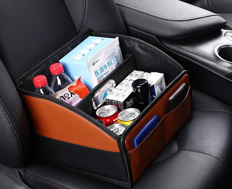 Foldable Leather Car Storage Box and Trash Can