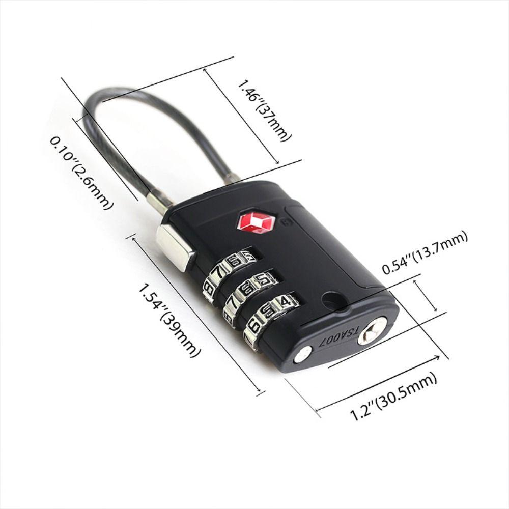 Anti-theft Customs Password Lock TSA Wire Rope Padlock Portable 3 Digit Combination Lock  Travel