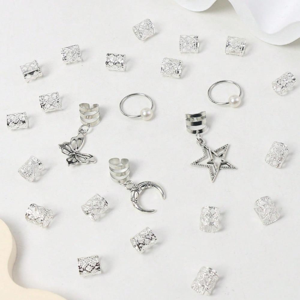 25pcs Butterfly Dreadlocks Beads Hair Braiding Hair Braid Tubes Hollow Out Hair Ring  for Braids
