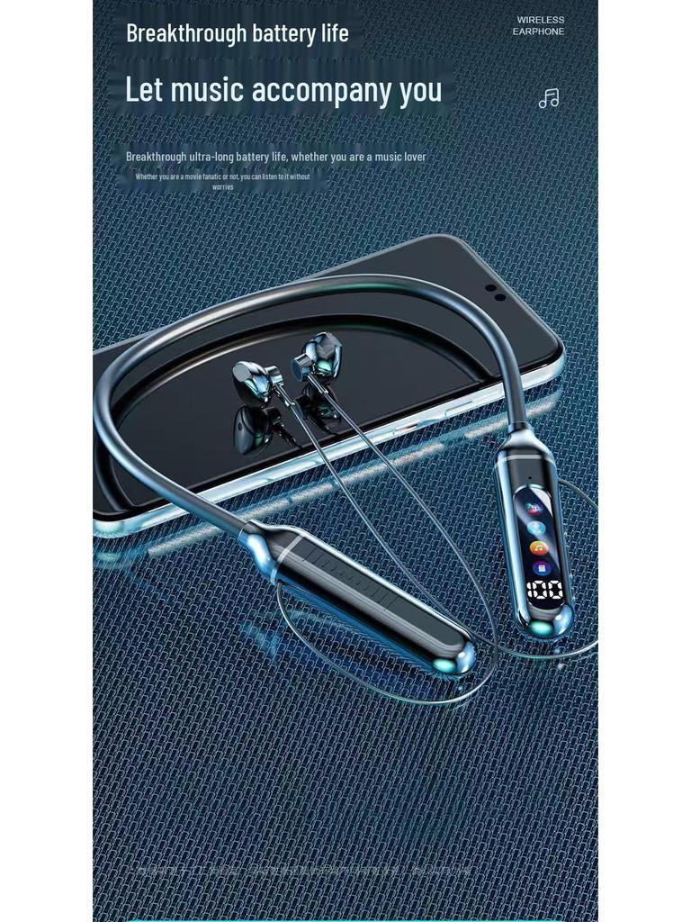 2025 Bluetooth Sports Neckband Earphones with AI, Ultra-Long Battery, High Sound Quality, Large Mirror.