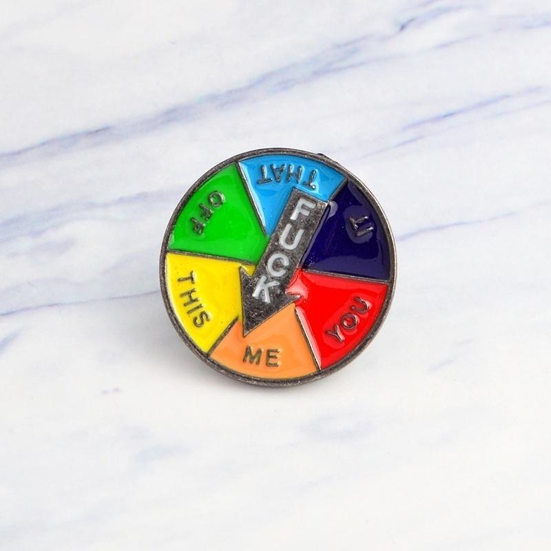 1Pc/3Pcs Pu Jacket Lapel Pins Turntable Pins "OFF ME YOU IT THIS THAT"cartoon Fun Enamel Pins Jewelr