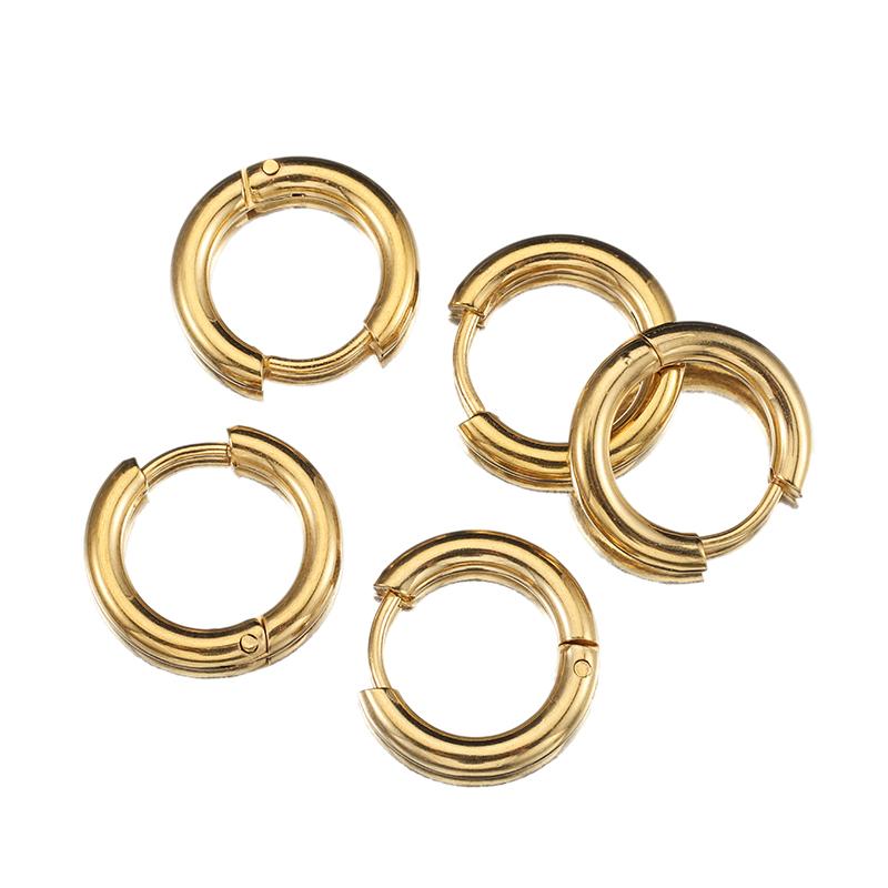 10 Piezas Pendientes de Aro de Acero Inoxidable Interior 8 mm 12 mm 18 mm Pendientes para Mujer Hombre Punk Hiphop Bisutería Regalos Joyería Accesorios para Piercing