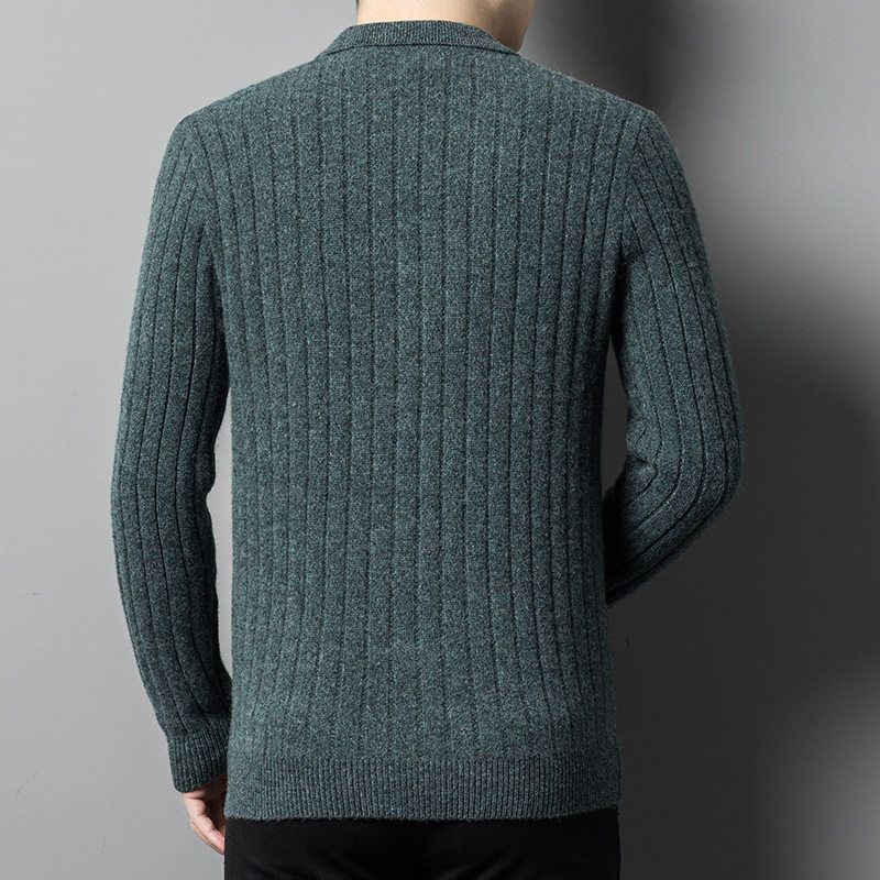 New Autumn and Winter Men's Pure Wool Knitwear, Loose Casual Versatile Fashionable Lapel Cardigan Men's Jacket