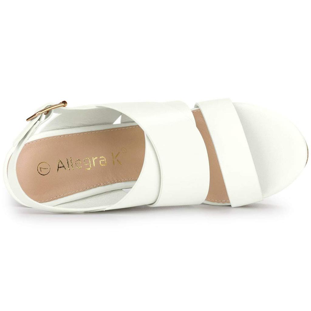 Allegra K Women's Wedge Sandals with Back Strap, Platform, and Ankle Strap, White, Size 27.0cm