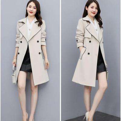 Women's Spring and Fall Medium-length Business Thin Section Casual Stand-up Collar Trench Coat Jacket Waist Windbreaker