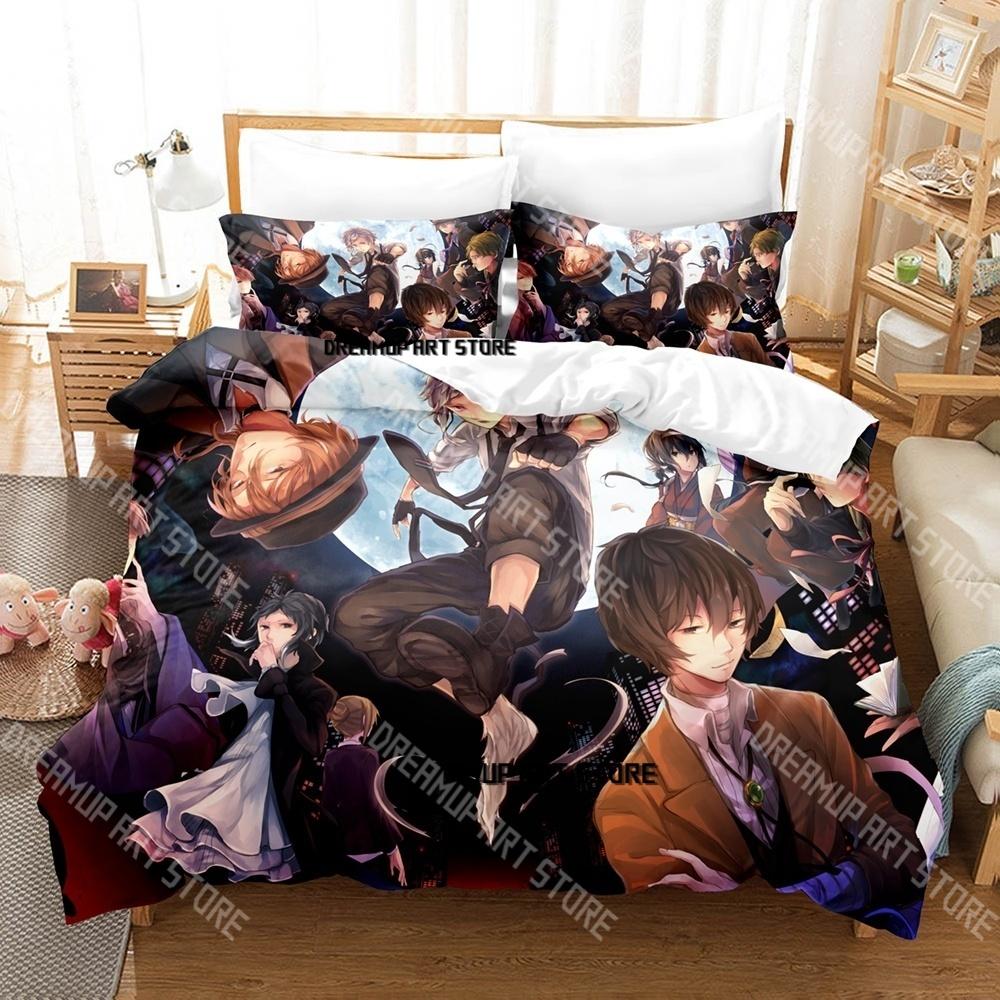Modisches Bungo Stray Dogs Anime Bettwäsche-Set Einzelbett Twin Full Queen King Size Bettwäsche-Set Kinderzimmer Bettbezug-Sets Bettlaken-Set