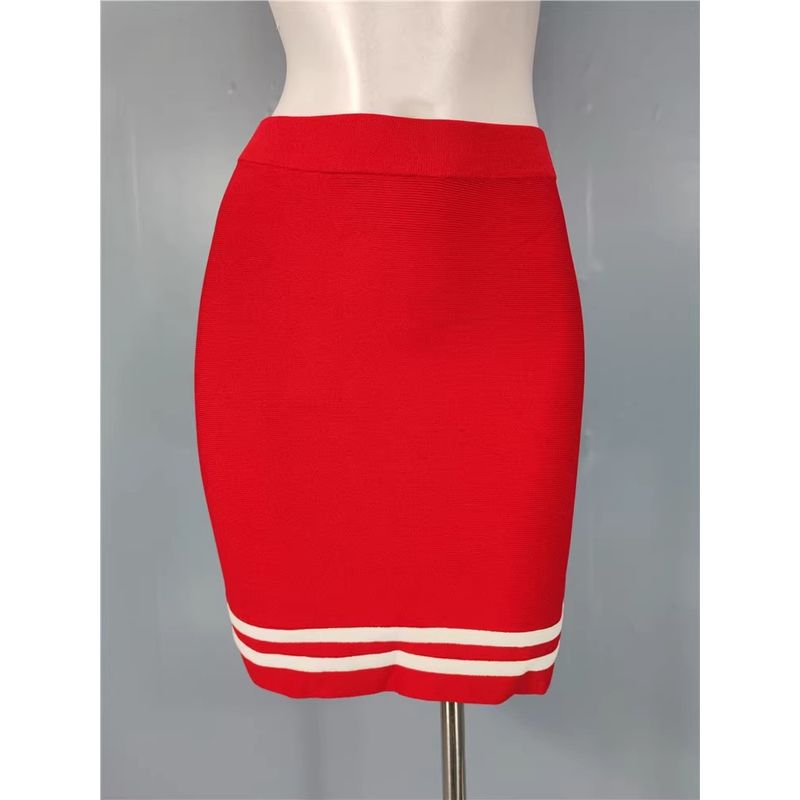 

Export Single Gu Home Sexy Sexy Stretch Striped Sexy Sexy Hip-Wrapped Short Open Leg Girly and Fashion High Waist Skirt Red XL