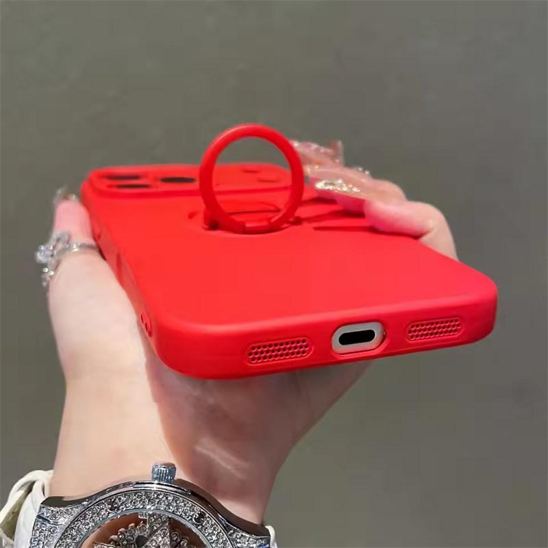 With Ring Holder Stand Shockproof Phone Case For iPhone 17 Air 16e 15 14 13 12 11 Pro Max Plus Xs XR Mini Matte Silicone Soft Back Cover