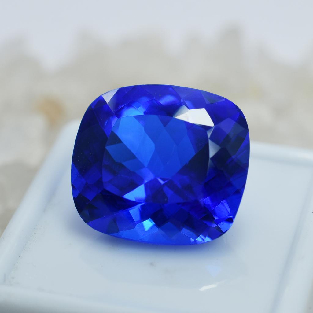 Natural Blue Tanzanite Loose Gemstone Cushion Shape 19.02 Ct for Jewelry Making and Gem Collections
