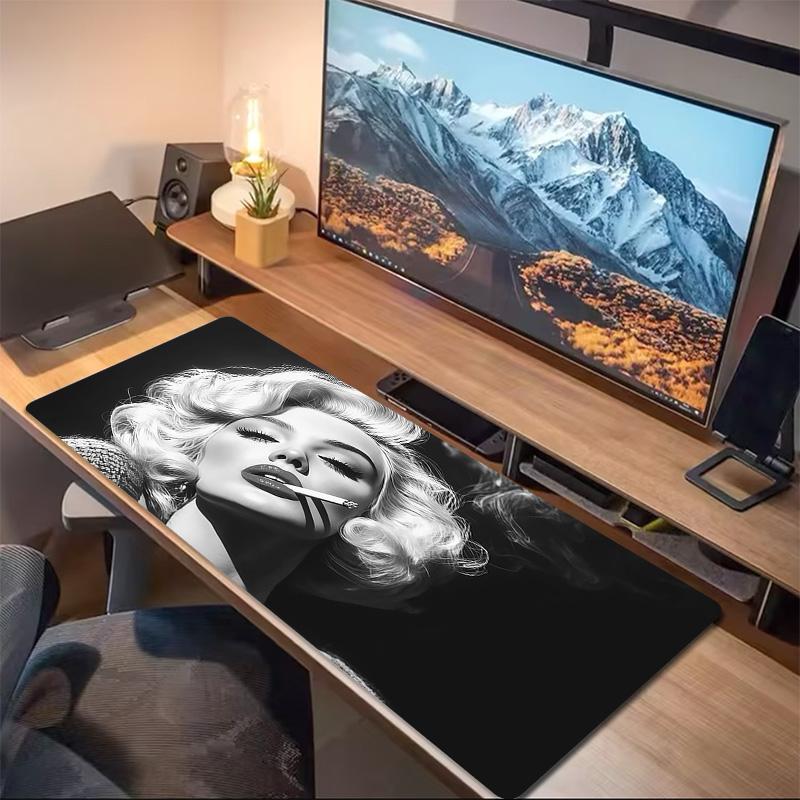 Marilyn Monroe Print Cushion Non-slip Laptop Tablet Big Mousepad XXL Mat Mini PC Playmat With Lock edge