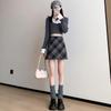 Red Plaid Women's High-Waist A-Line Skirt, Stylish Petite Woolen Skirt for Spring/Autumn 2026.