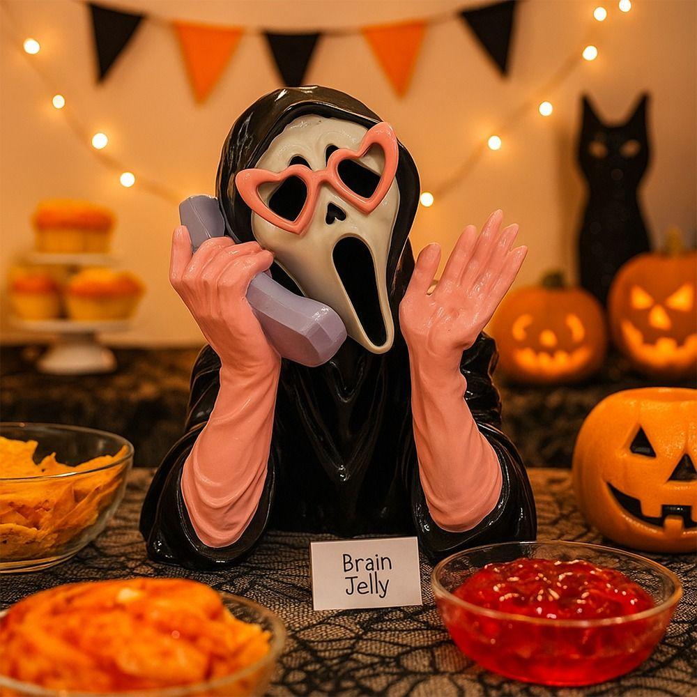 Pink Halloween Ghost Figurine Resin Glowing Ghost Ornament  Haunted House