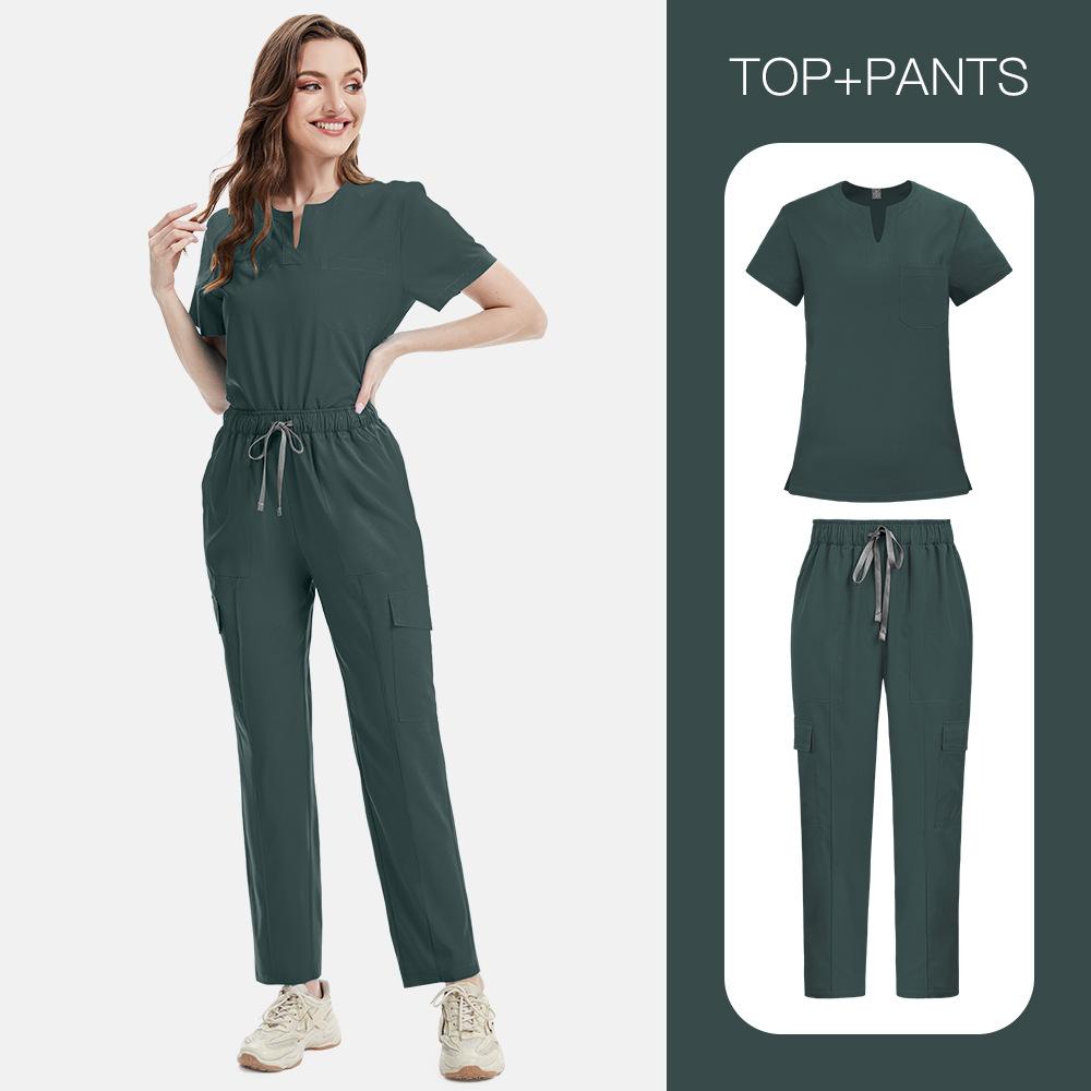 Export Doctor And Nurse Surgical Overalls, Hand Washing Clothes, Thin V-Neck Solid Color Quick-Drying Men'S And Women'S Nurse Uniforms