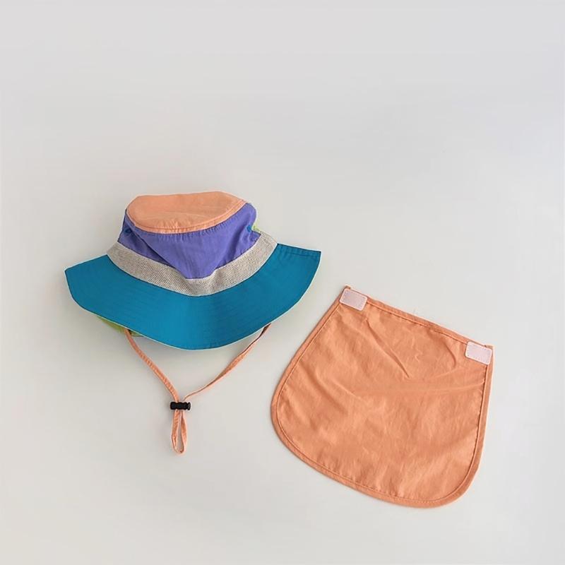 Toddlers Bucket Hat with Neck Flap Quick Drying Outdoor Hot Day Spring Foldable Fisherman Hat Sunproof for Children
