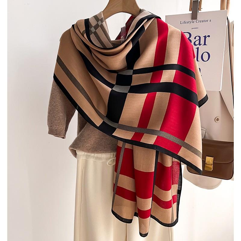 Stylish color-block faux-shearling scarf/snood; lightweight yet warm; versatile long wrap, shawl, or cape for women.