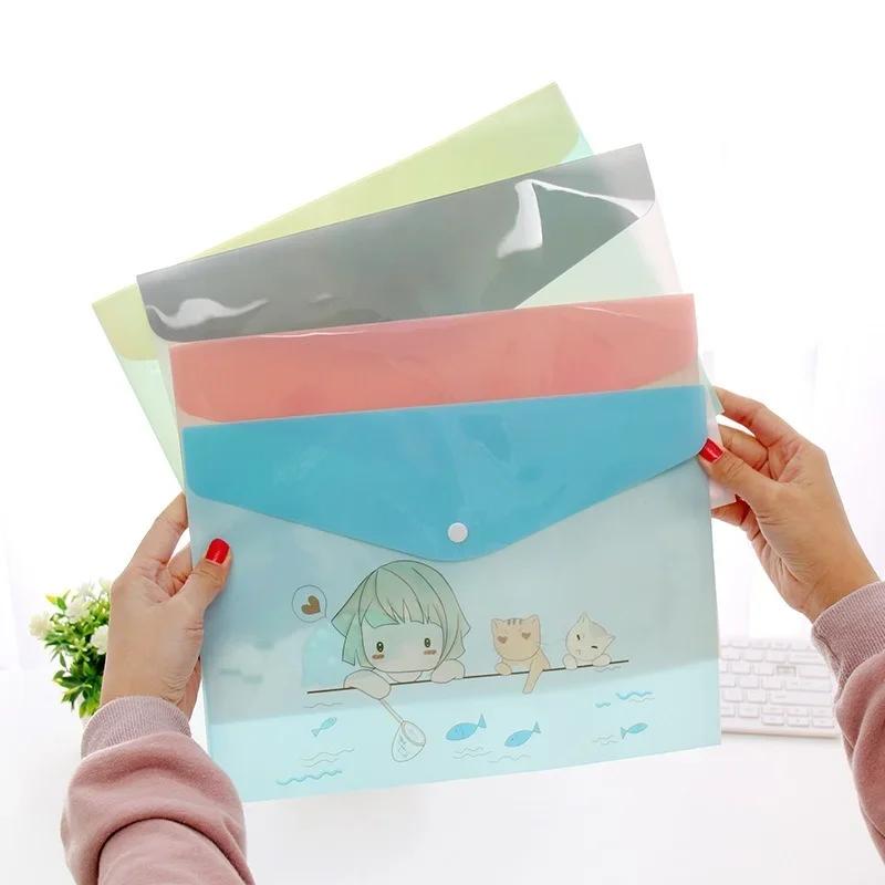 File Bag Cartoon Animal Cute Translucent PVC Folder Organizer Office School Supplies Student Stationery
