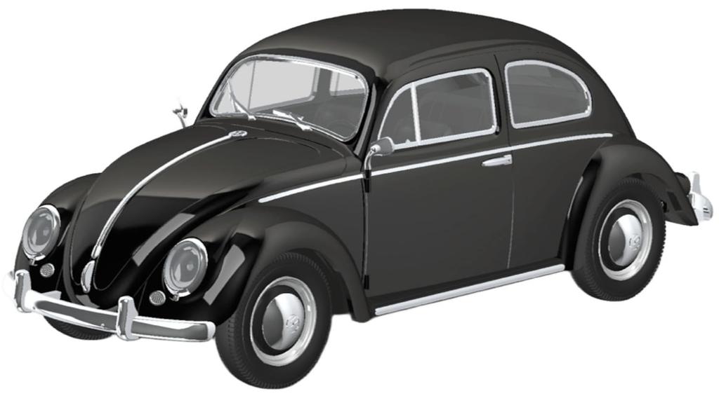 Aoshima Bunka Kyozai Scale Rakupla Snap Kit Volkswagen Beetle Black Plastic Model Kit 1/32 No. 20-BK Pre-Colored (Car)
