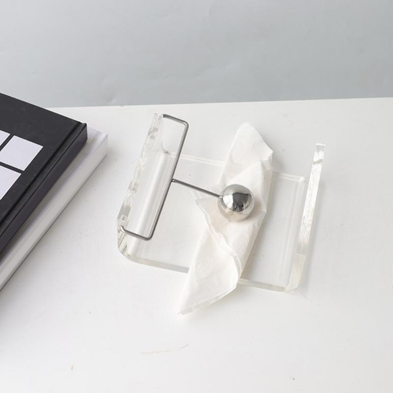 Clear Acrylic Paper Towel Dispenser with Weighted Arm Paper Towel holder Tissue Organizer for Dinning Room Countertop